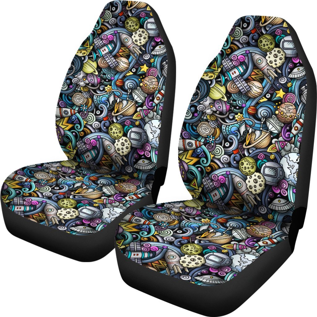 Alien Ufo Psychedelic Pattern Print Universal Fit Car Seat Cover-grizzshop