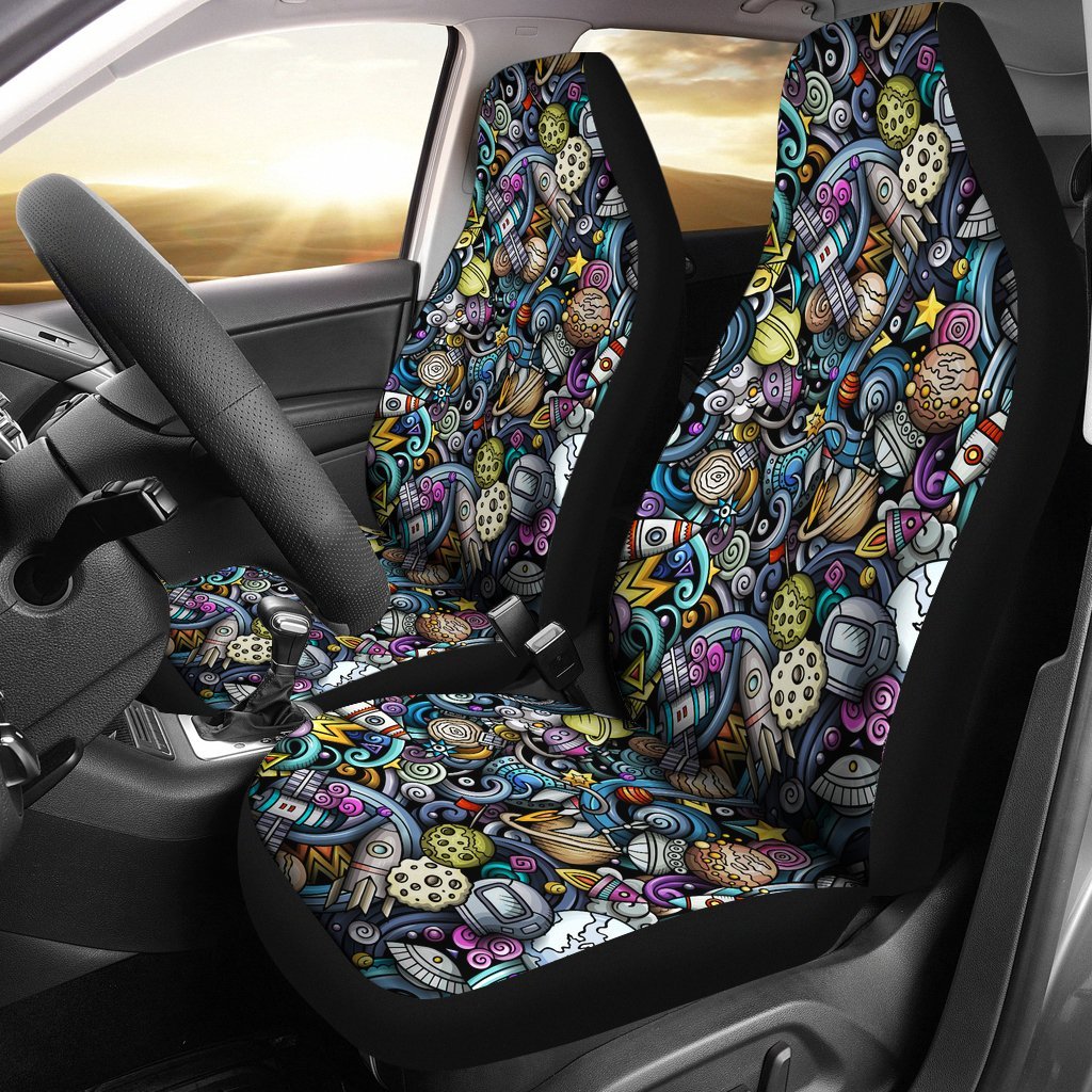 Alien Ufo Psychedelic Pattern Print Universal Fit Car Seat Cover-grizzshop