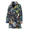 Alien Ufo Psychedelic Pattern Print Women Long Robe-grizzshop