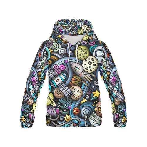 Alien Ufo Psychedelic Pattern Print Women Pullover Hoodie-grizzshop