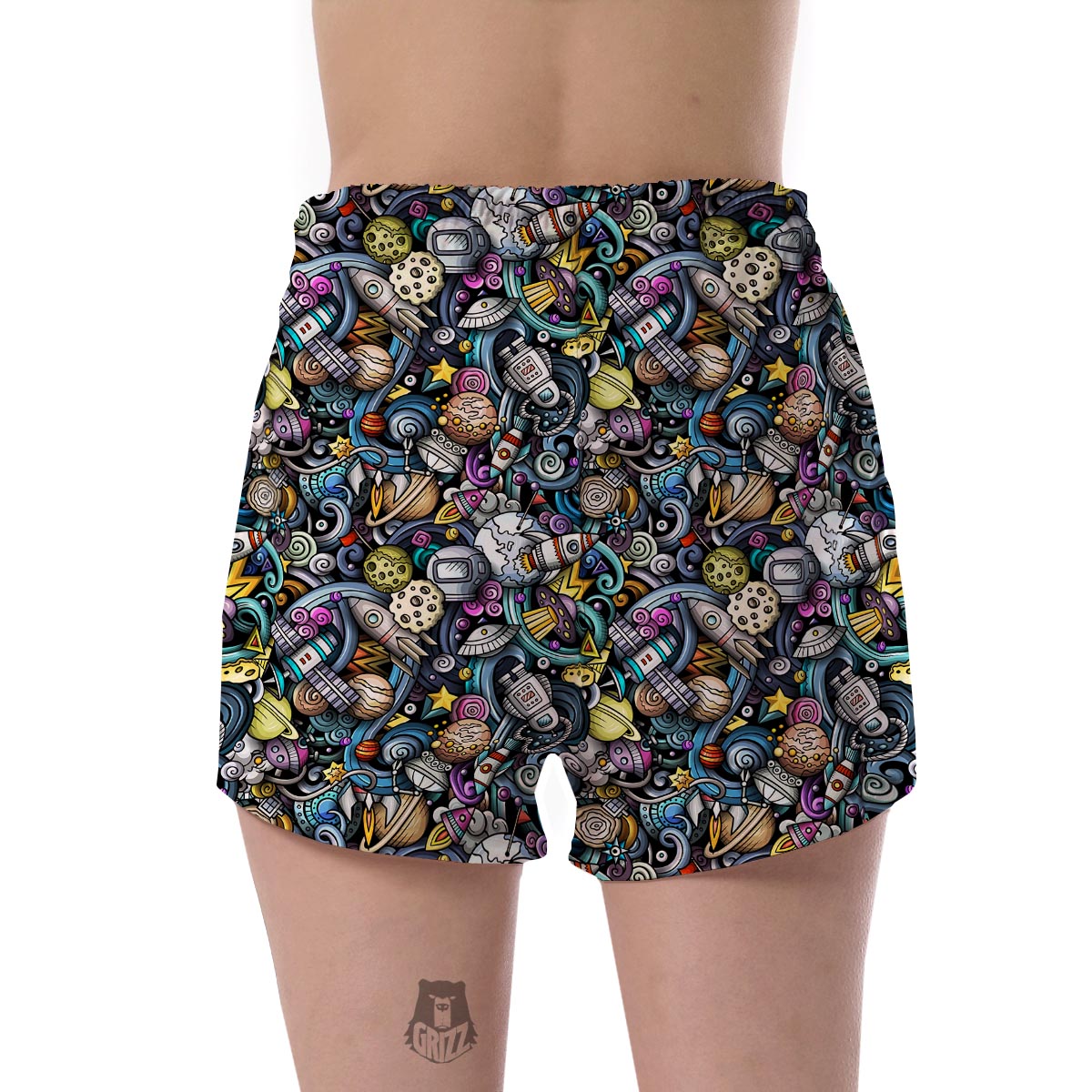 Alien Ufo Psychedelic Pattern Print Women's Shorts-grizzshop