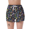 Alien Ufo Psychedelic Pattern Print Women's Shorts-grizzshop