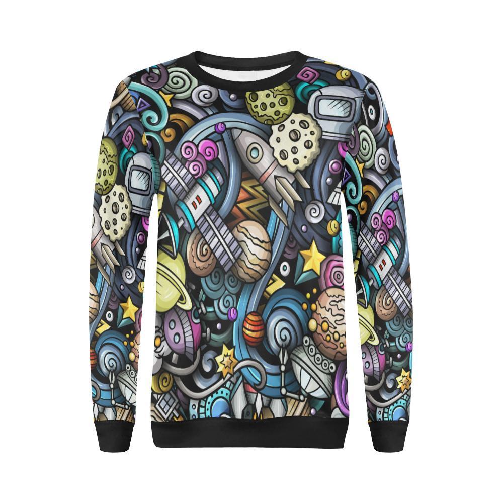 Alien Ufo Psychedelic Pattern Print Women's Sweatshirt-grizzshop