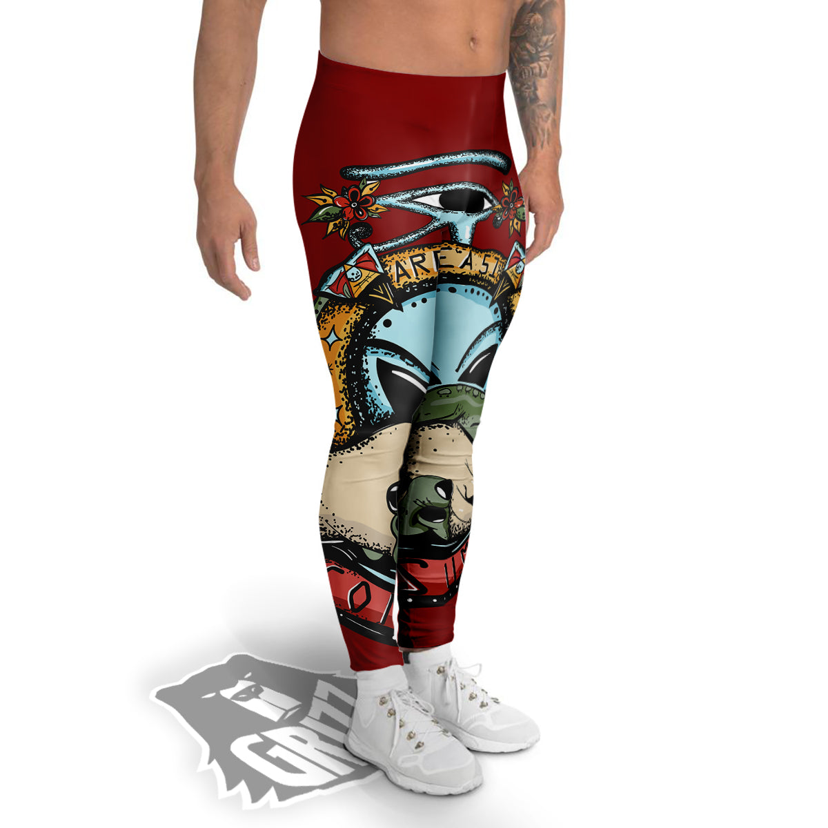 Aliens Area 51 Print Men's Leggings-grizzshop