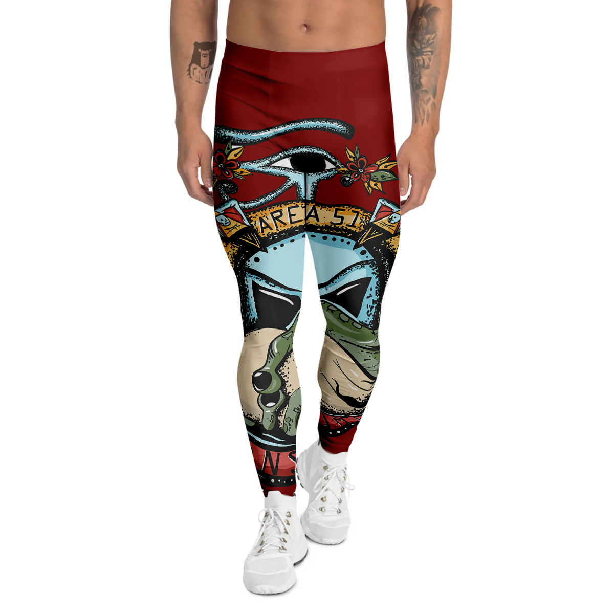 Aliens Area 51 Print Men's Leggings-grizzshop