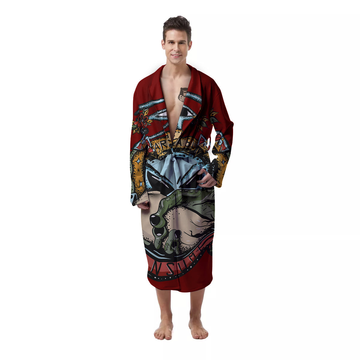 Aliens Area 51 Print Men's Robe-grizzshop