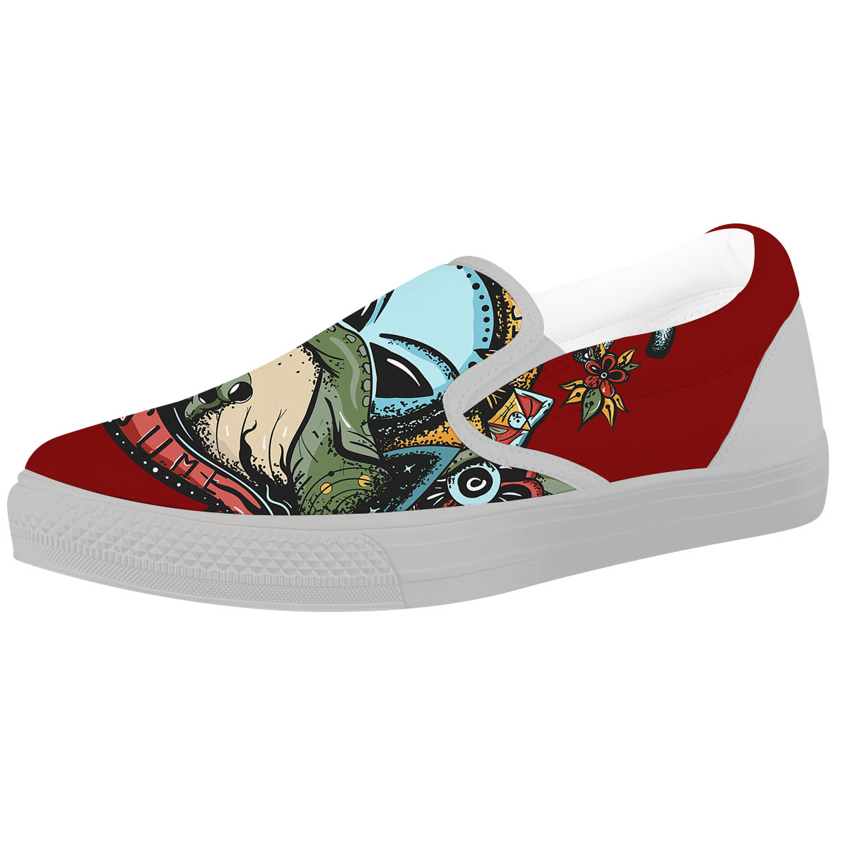 Aliens Area 51 Print White Slip On Shoes-grizzshop