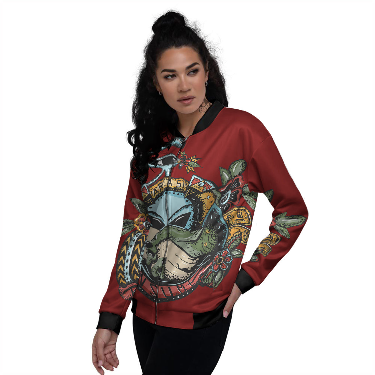 Aliens Area 51 Print Women's Bomber Jacket-grizzshop