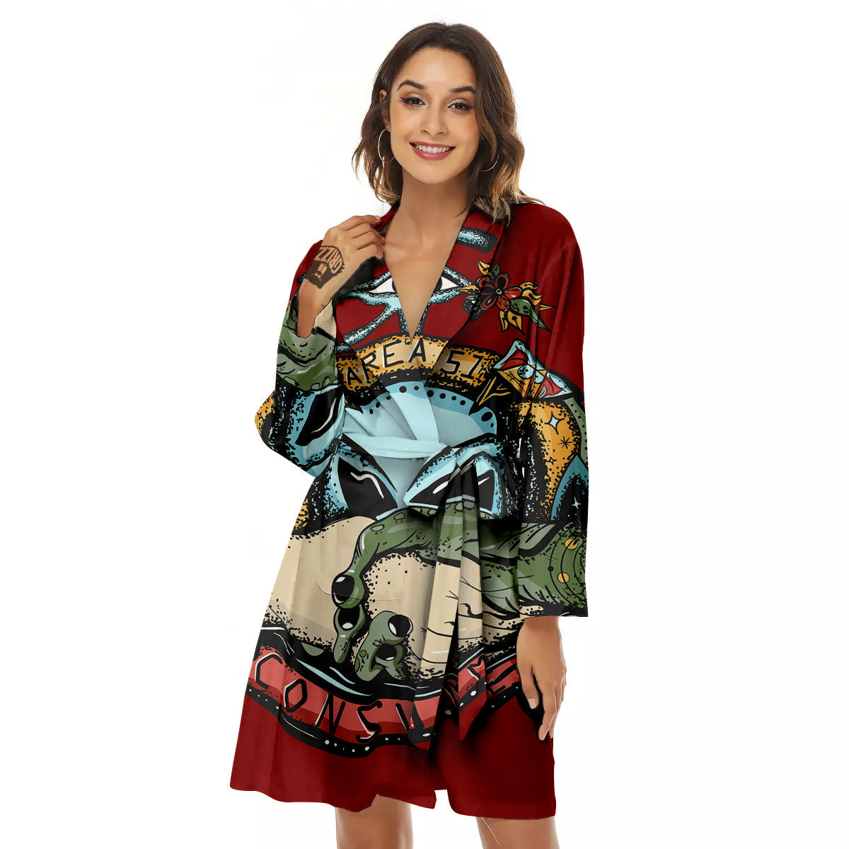 Aliens Area 51 Print Women's Robe-grizzshop
