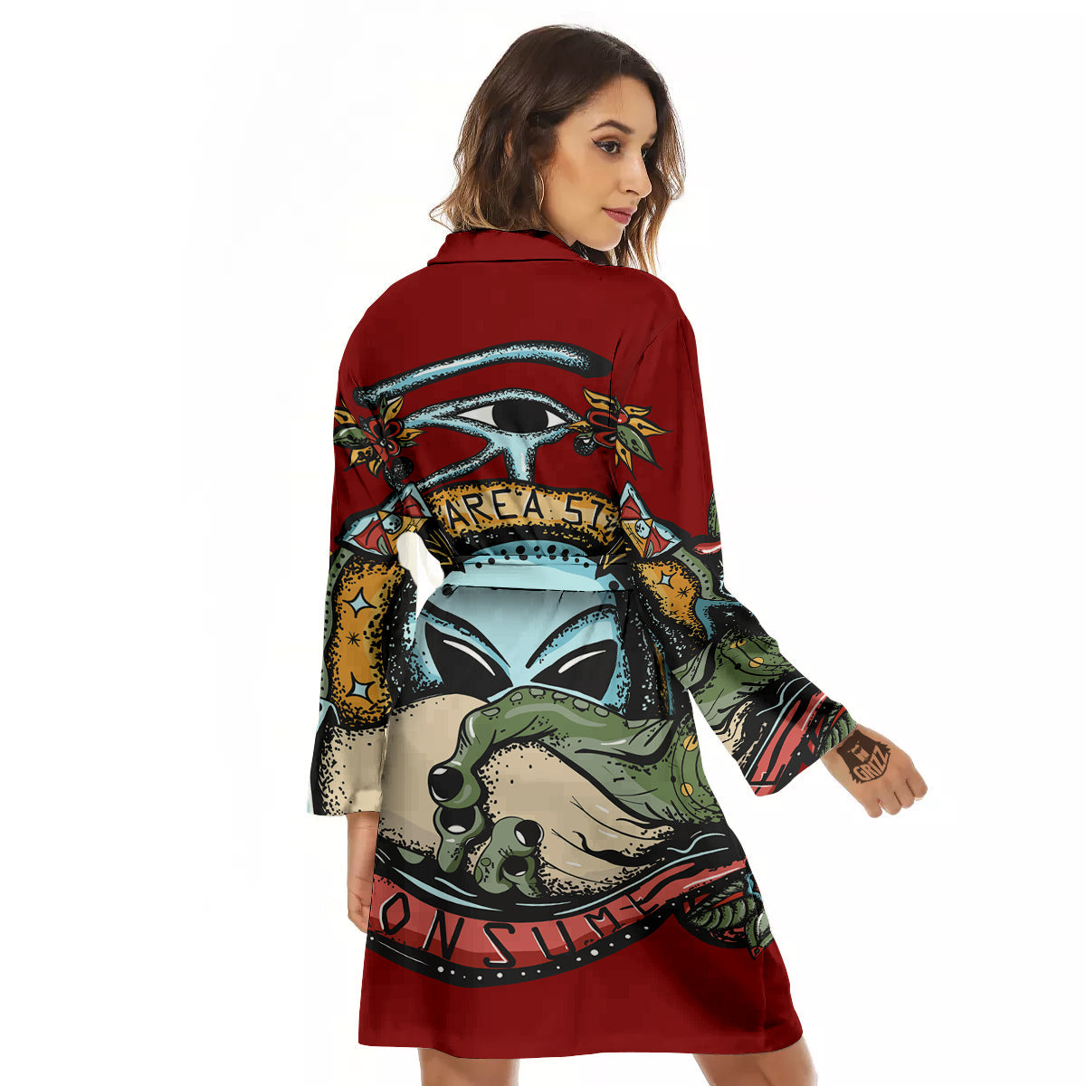 Aliens Area 51 Print Women's Robe-grizzshop