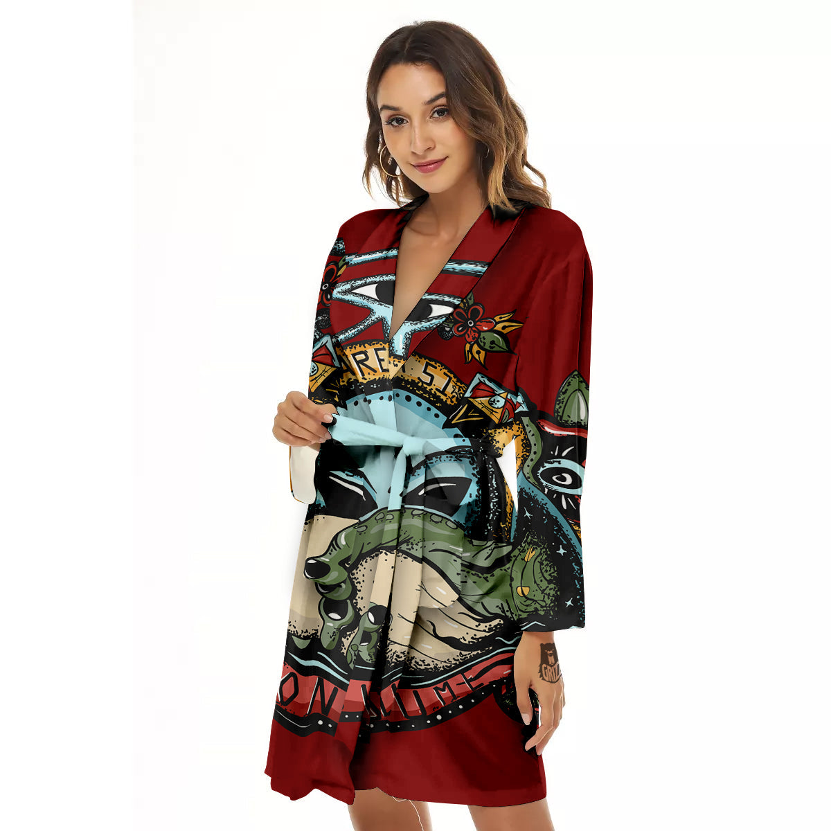 Aliens Area 51 Print Women's Robe-grizzshop