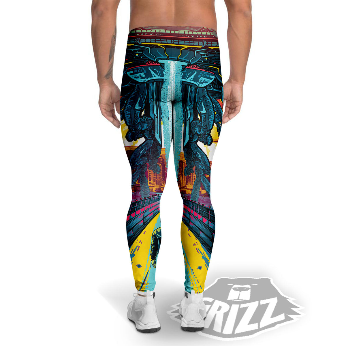 Aliens Invade earth Print Men's Leggings-grizzshop