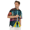 Aliens Invade earth Print Men's Short Sleeve Shirts-grizzshop