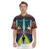 Aliens Invade earth Print Men's Short Sleeve Shirts-grizzshop