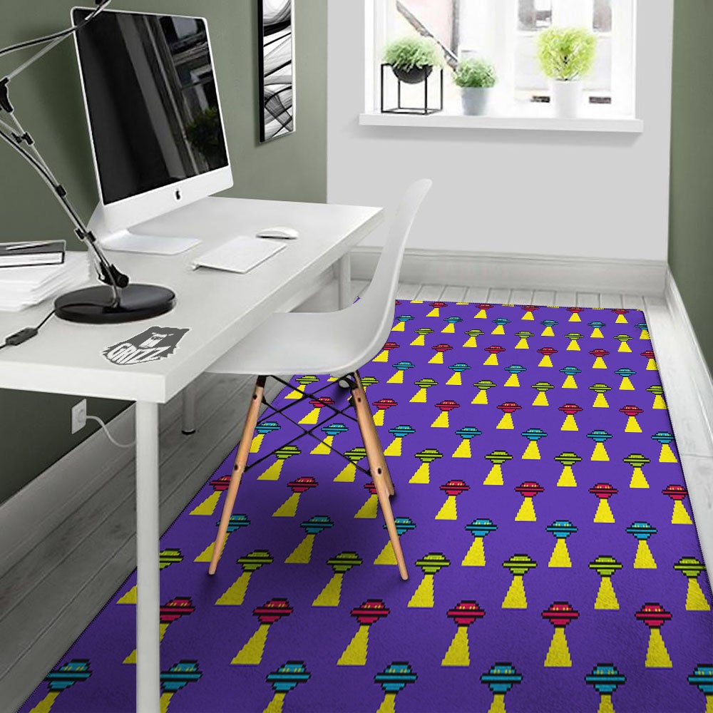Aliens UFO Pixel Print Pattern Floor Mat-grizzshop