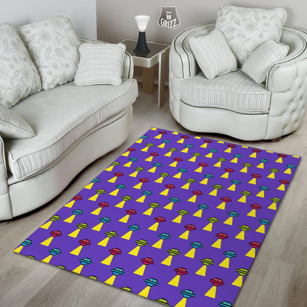 Aliens UFO Pixel Print Pattern Floor Mat-grizzshop