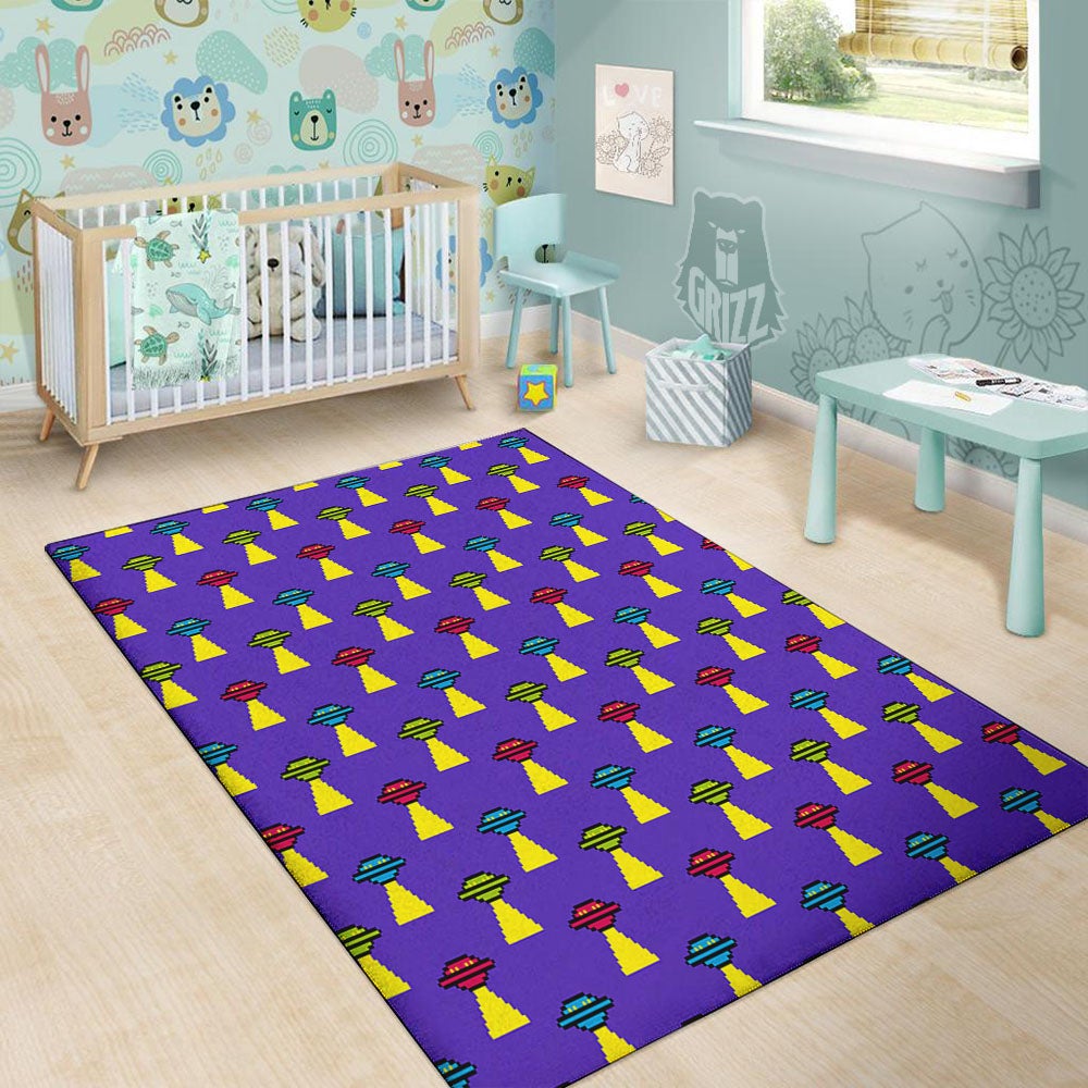 Aliens UFO Pixel Print Pattern Floor Mat-grizzshop