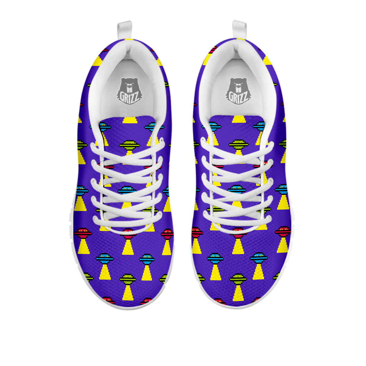 Aliens UFO Pixel Print Pattern White Sneaker-grizzshop