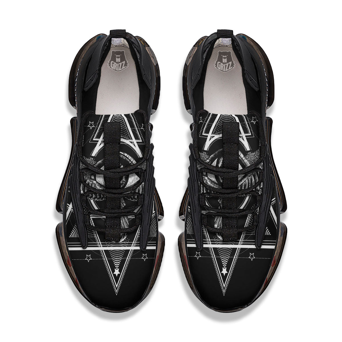 All Seeing Eye Black And Silver Print Black Gym Shoes-grizzshop