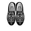 All Seeing Eye Black And Silver Print Black Slip On Shoes-grizzshop