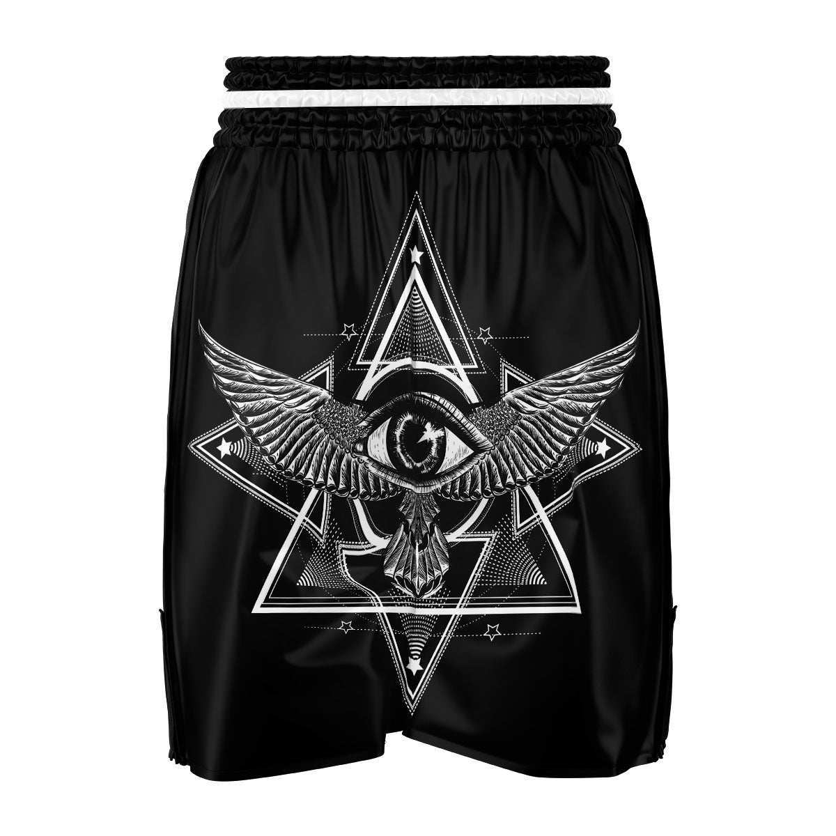 All Seeing Eye Black And Silver Print Boxing Shorts-grizzshop