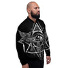 All Seeing Eye Black And Silver Print Men's Bomber Jacket-grizzshop