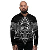 All Seeing Eye Black And Silver Print Men's Bomber Jacket-grizzshop