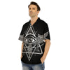 All Seeing Eye Black And Silver Print Men's Hawaiian Shirt-grizzshop