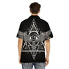 All Seeing Eye Black And Silver Print Men's Hawaiian Shirt-grizzshop