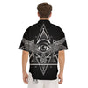 All Seeing Eye Black And Silver Print Men's Short Sleeve Shirts-grizzshop