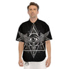 All Seeing Eye Black And Silver Print Men's Short Sleeve Shirts-grizzshop
