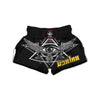 All Seeing Eye Black And Silver Print Muay Thai Boxing Shorts-grizzshop