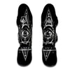 All Seeing Eye Black And Silver Print Muay Thai Shin Guards-grizzshop