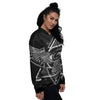 All Seeing Eye Black And Silver Print Women's Bomber Jacket-grizzshop
