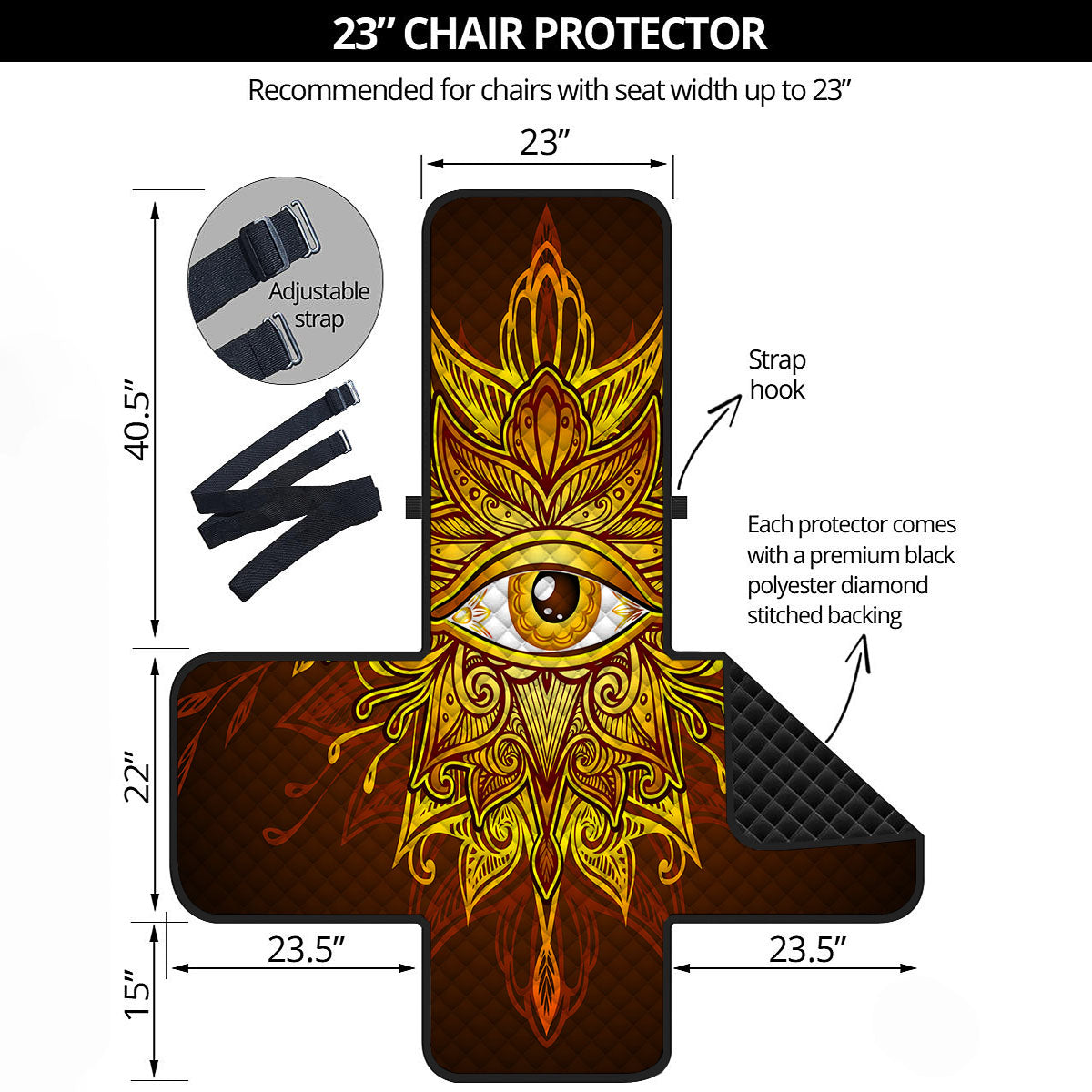 All Seeing Eye Gold Print Armchair Protector-grizzshop