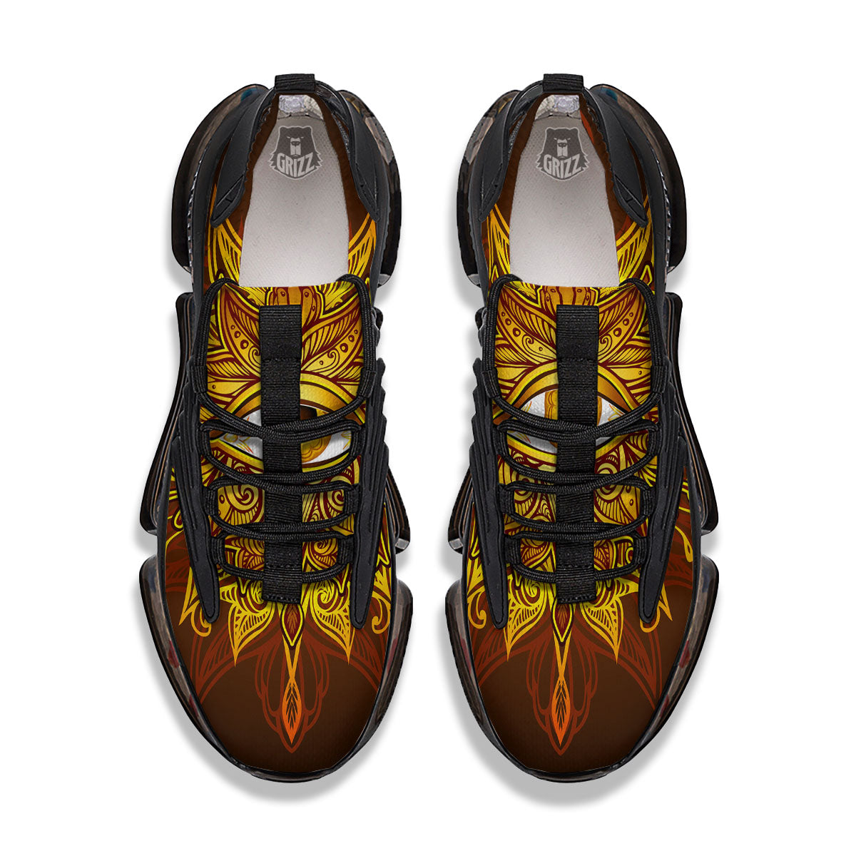 All Seeing Eye Gold Print Black Gym Shoes-grizzshop