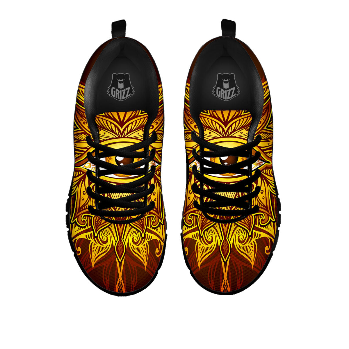 All Seeing Eye Gold Print Black Sneaker-grizzshop