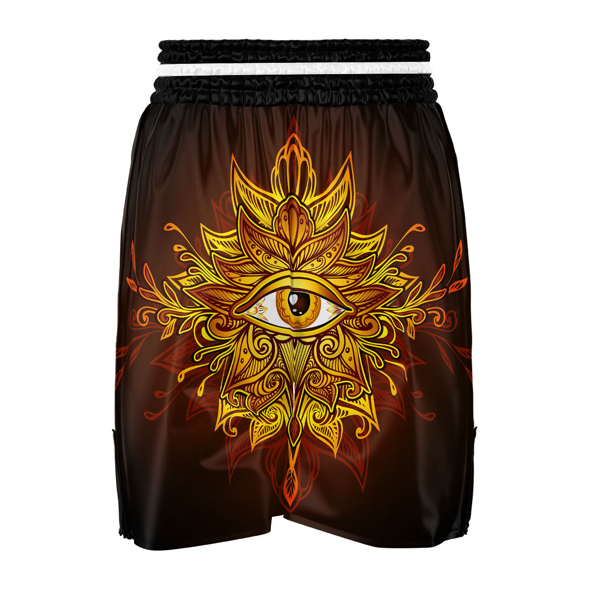 All Seeing Eye Gold Print Boxing Shorts-grizzshop