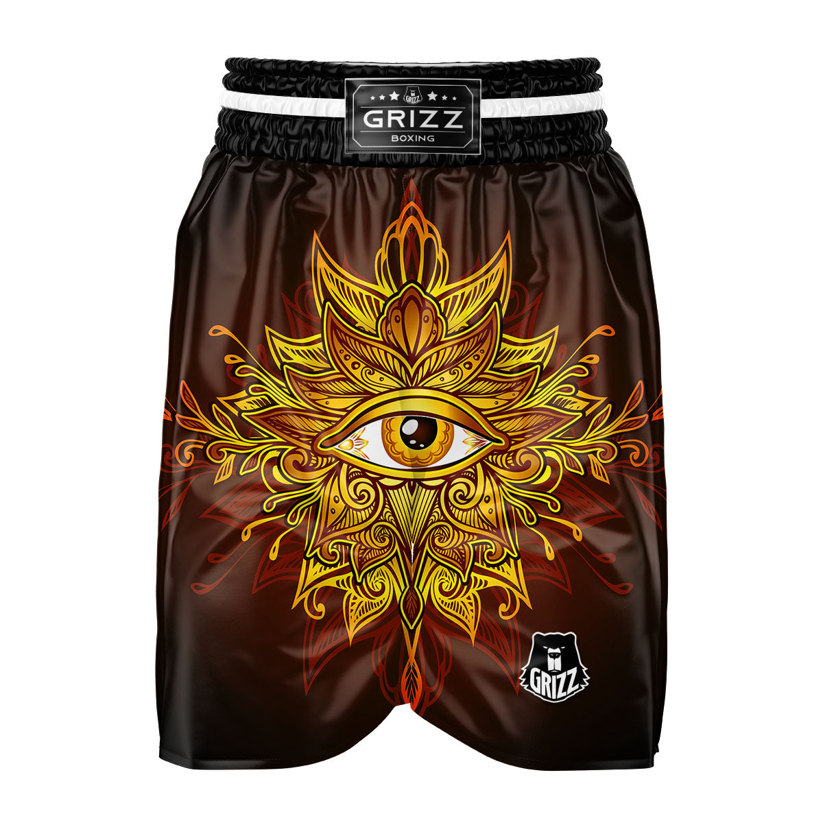 All Seeing Eye Gold Print Boxing Shorts-grizzshop