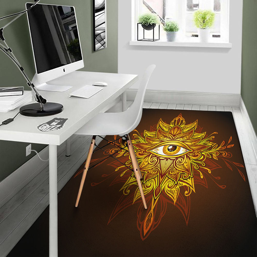 All Seeing Eye Gold Print Floor Mat-grizzshop
