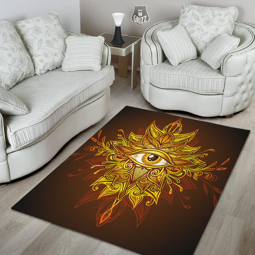 All Seeing Eye Gold Print Floor Mat-grizzshop