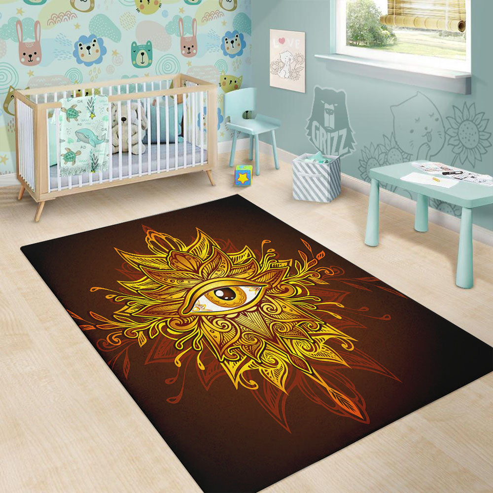 All Seeing Eye Gold Print Floor Mat-grizzshop