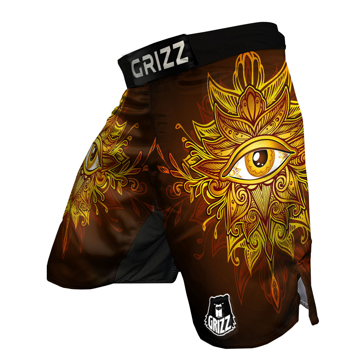 All Seeing Eye Gold Print MMA Shorts-grizzshop