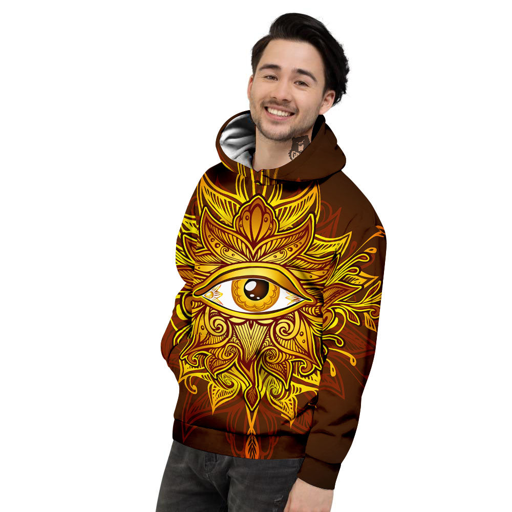 All Seeing Eye Gold Print Men's Hoodie-grizzshop