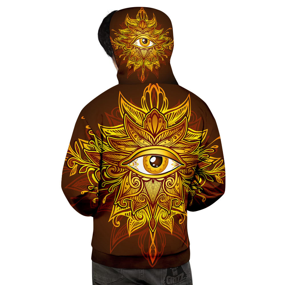 All Seeing Eye Gold Print Men's Hoodie-grizzshop