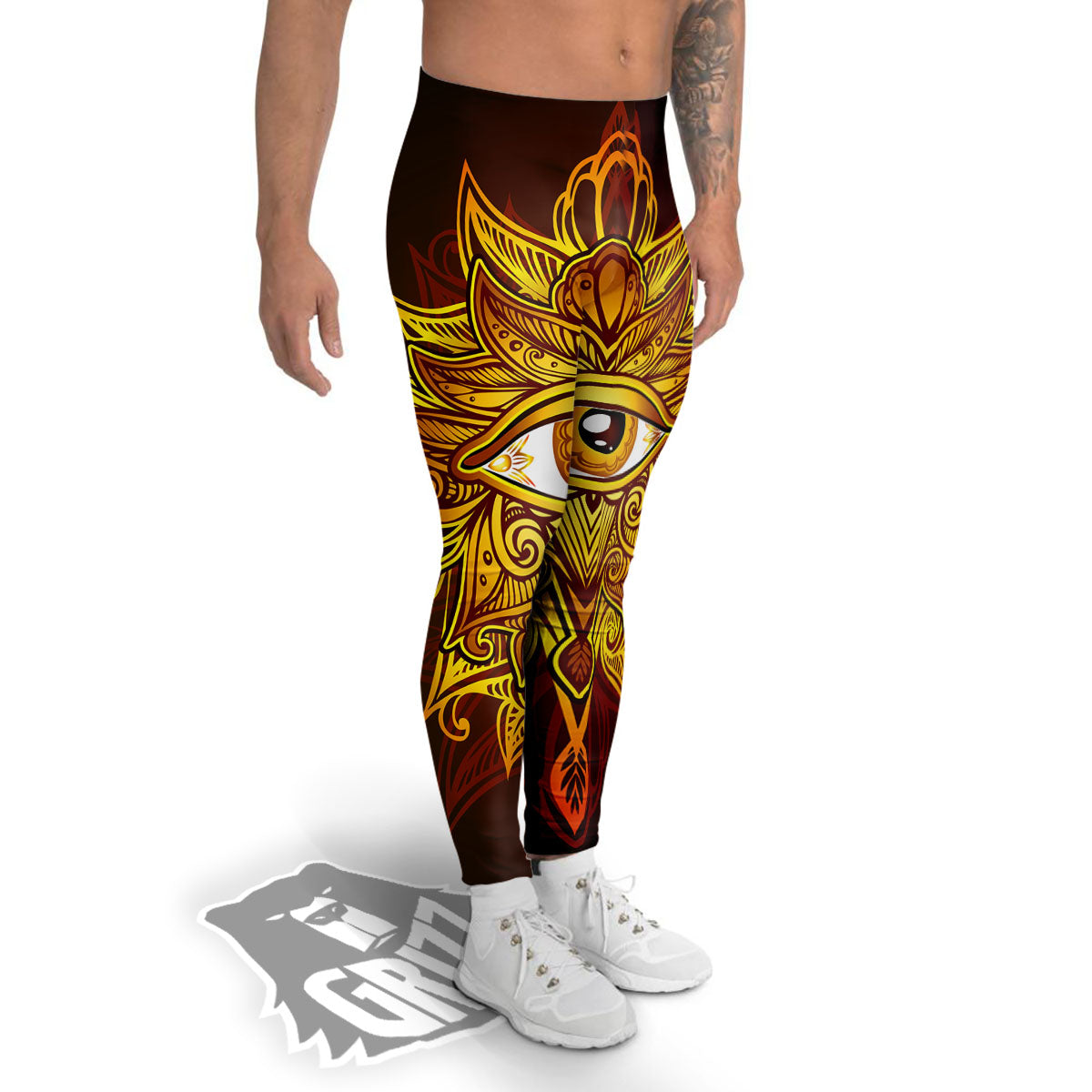 All Seeing Eye Gold Print Men's Leggings-grizzshop