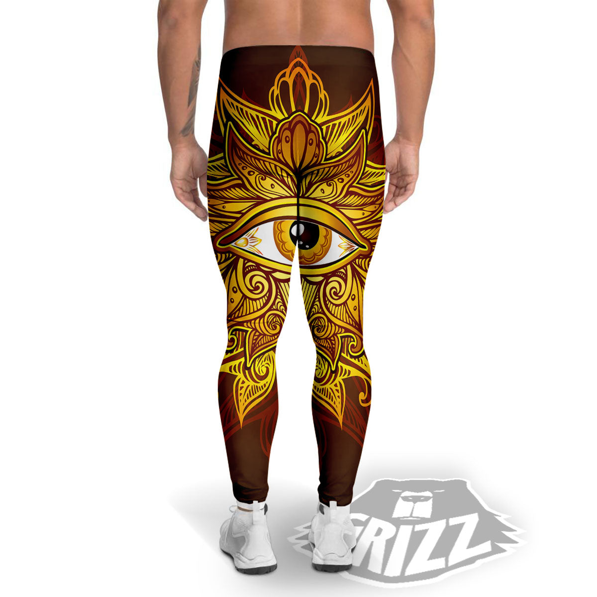 All Seeing Eye Gold Print Men's Leggings-grizzshop