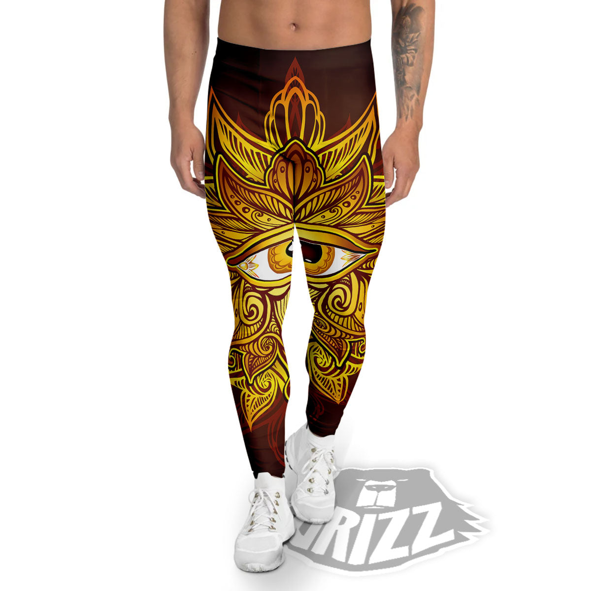 All Seeing Eye Gold Print Men's Leggings-grizzshop