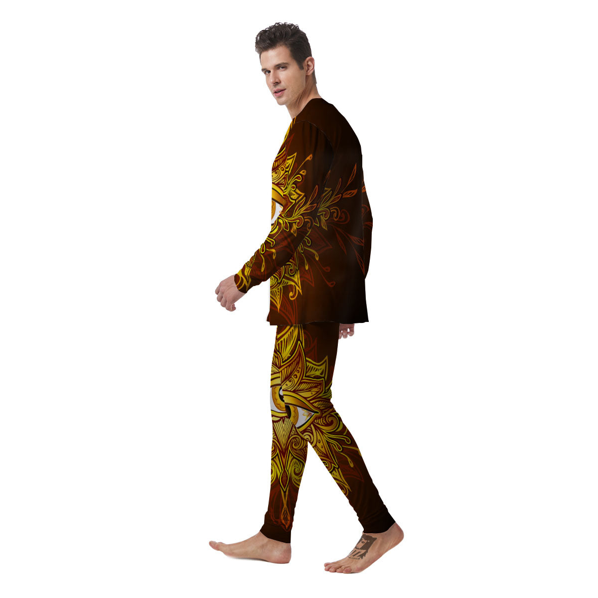 All Seeing Eye Gold Print Men's Pajamas-grizzshop