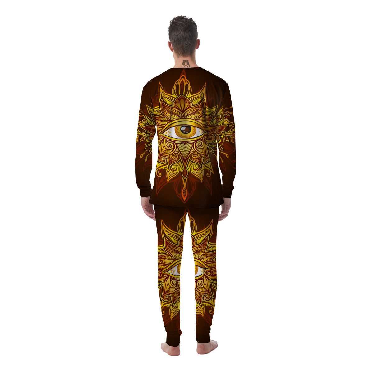 All Seeing Eye Gold Print Men's Pajamas-grizzshop